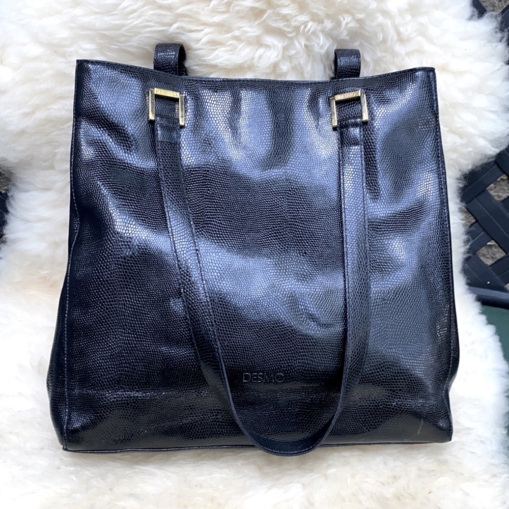 Desmo black leather tote